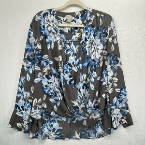 Chico’s Faux Wrap Blouse Women’s Size‎ XL (3) Floral Boho Cottagecore Corporate